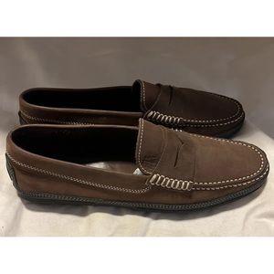 TODS TOD MENS BROWN NUBUCK LEATHER PENNY LOAFERS SHOES SZ 9.5